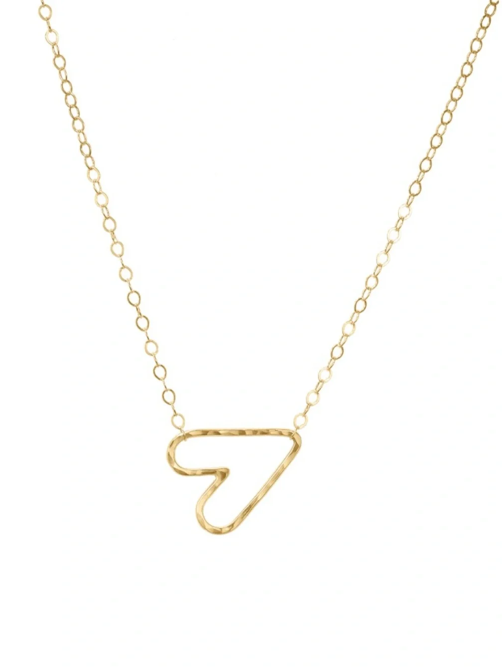 Open Heart Outline Pendant Necklace in Gold Tone - Women's Jewelry